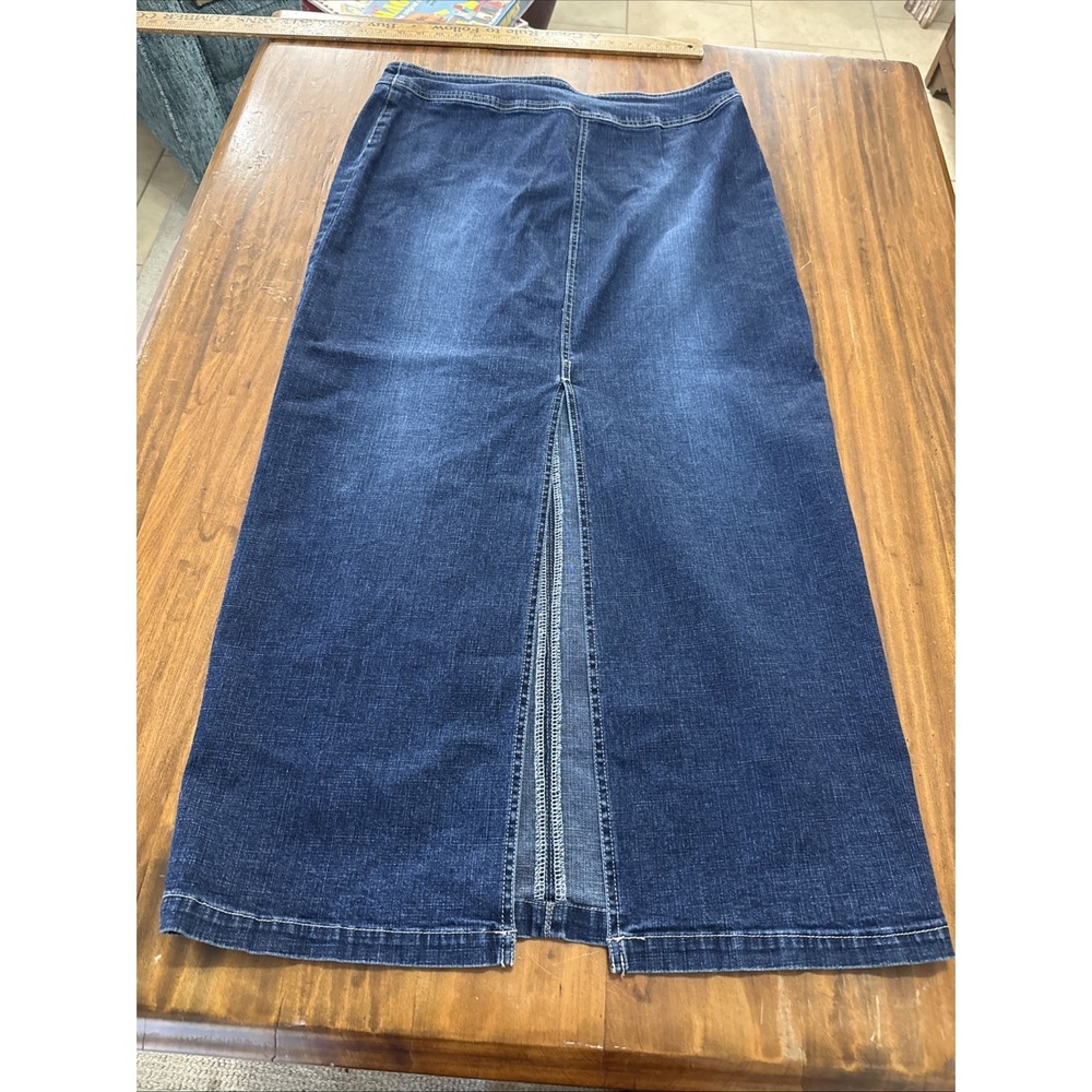 CAROLINA BLUES Sz 16 Long Denim Jean Lace Up Pencil Skirt Vintage Long - Picture 9 of 9